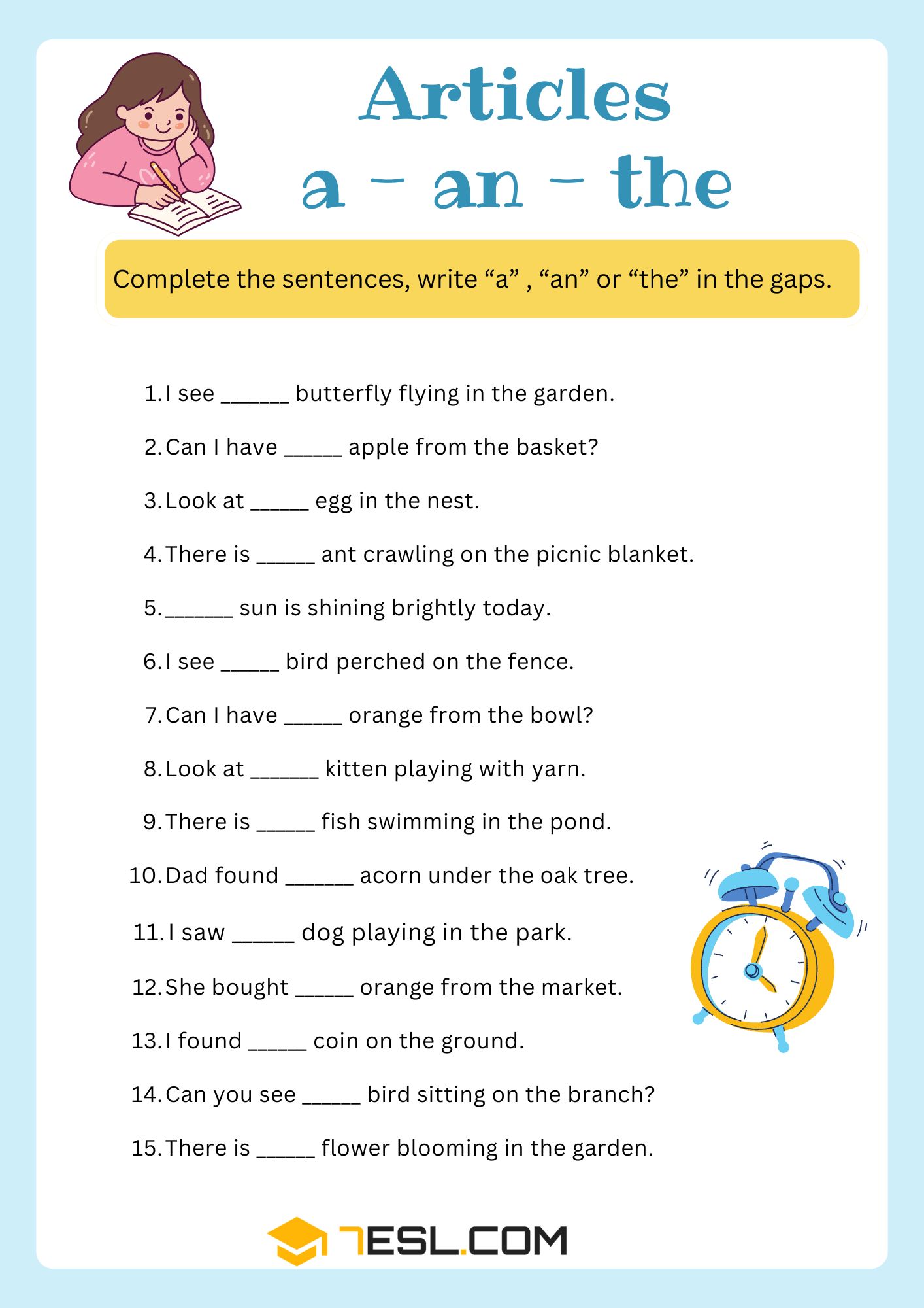 Article Worksheets - Article Exercises 4
