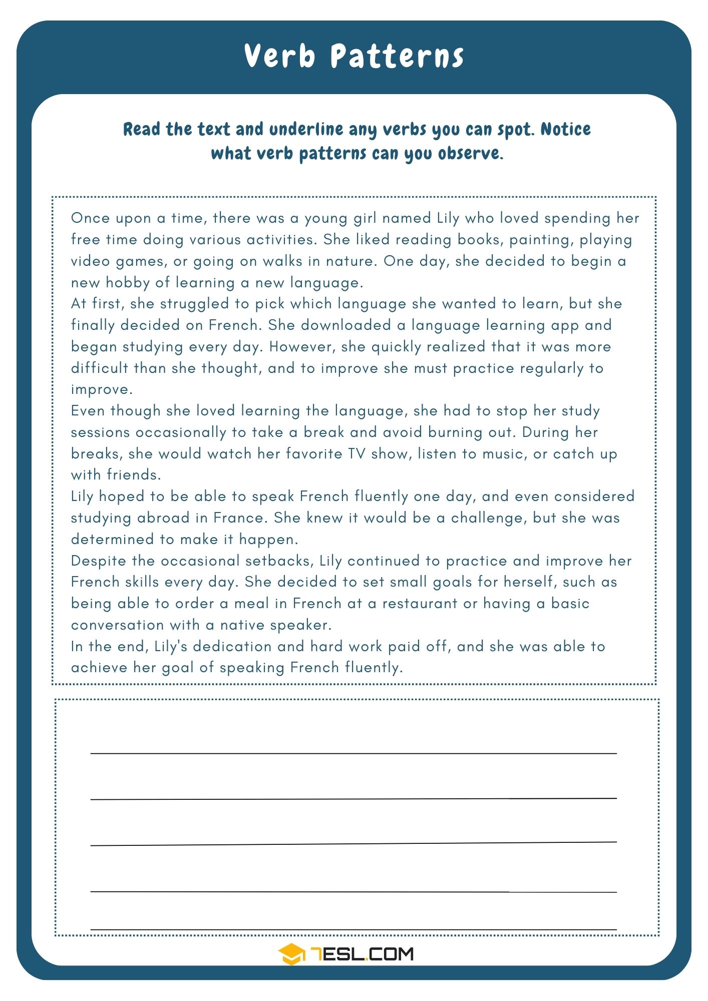 Verb Patterns Worksheets and Exercises 2