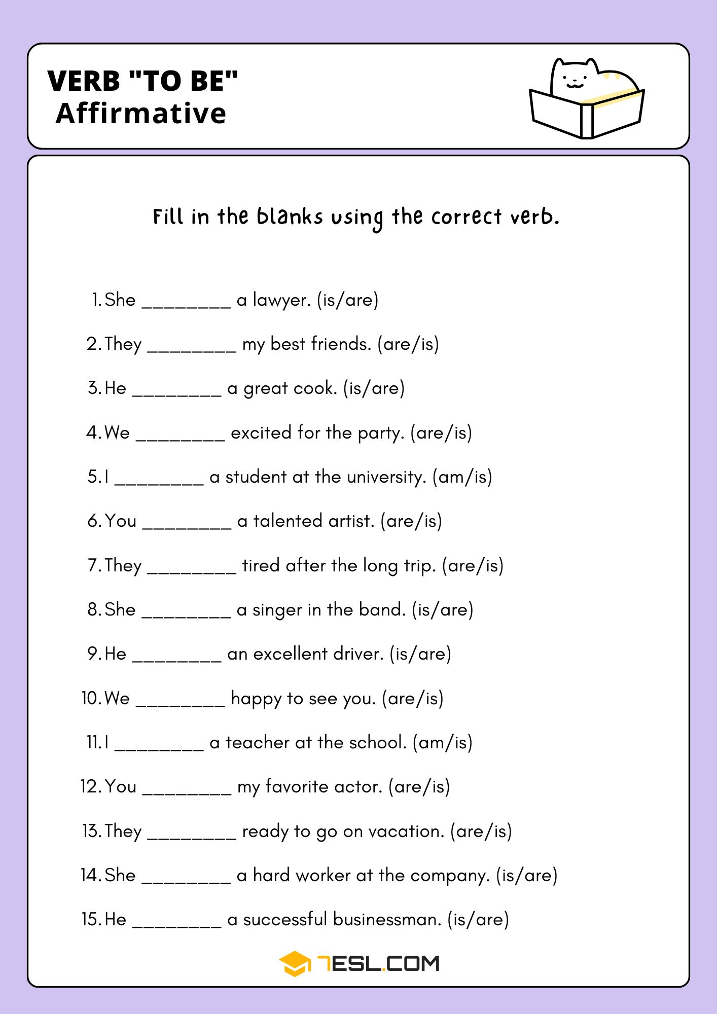 Verb to Be Worksheets and Exercises 3