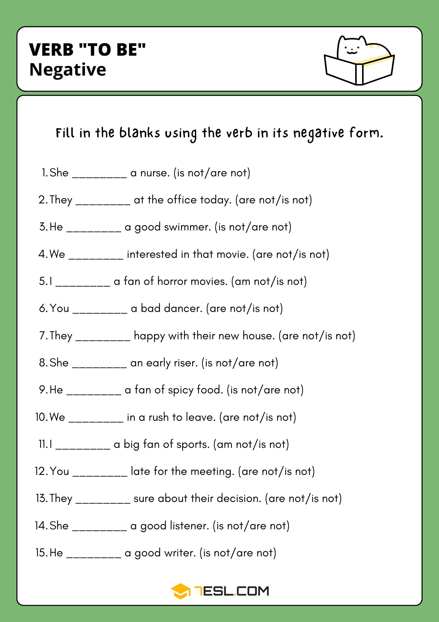 Verb to Be Worksheets and Exercises 4