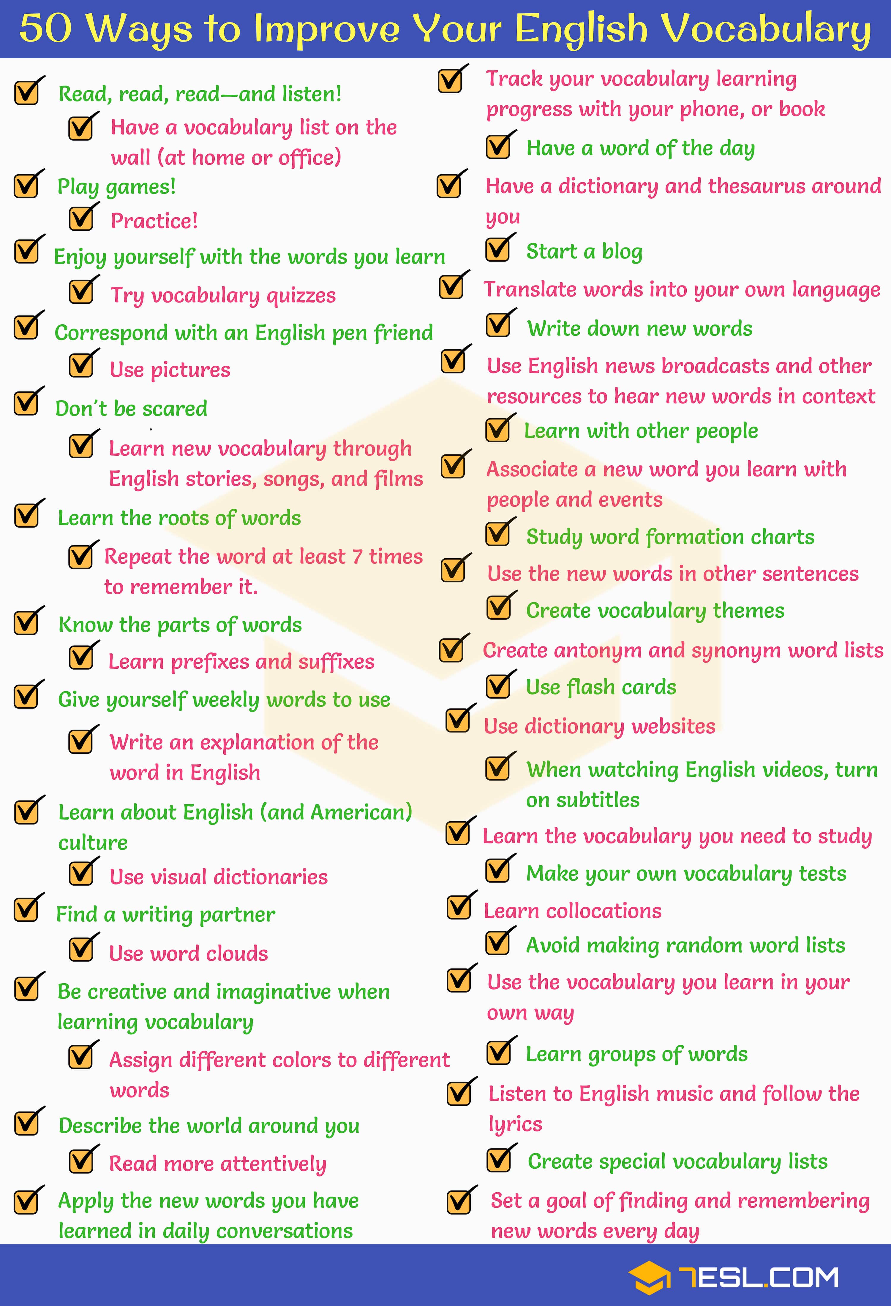 Ways to Improve your English Vocabulary