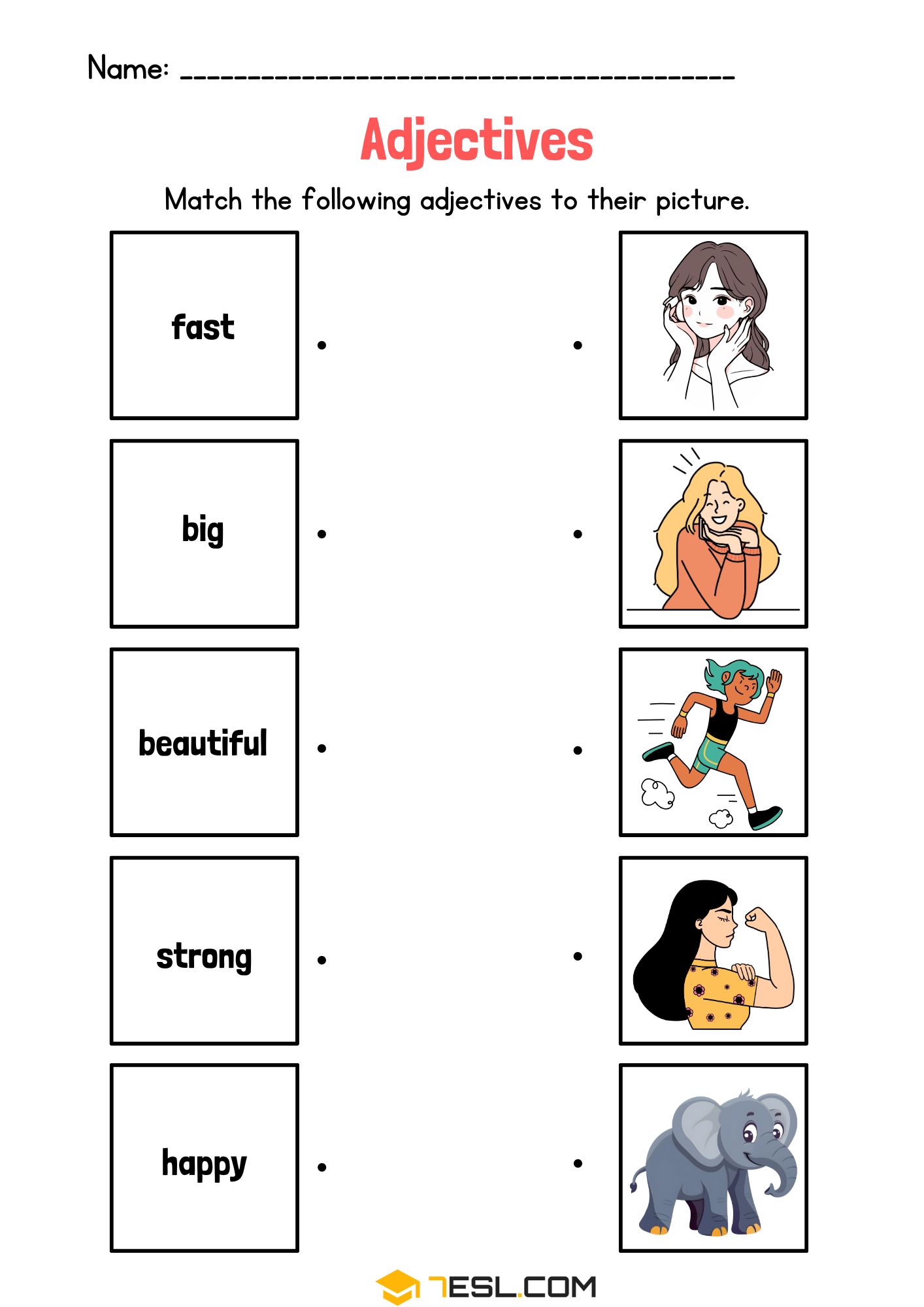 Adjectives Matching English Worksheet