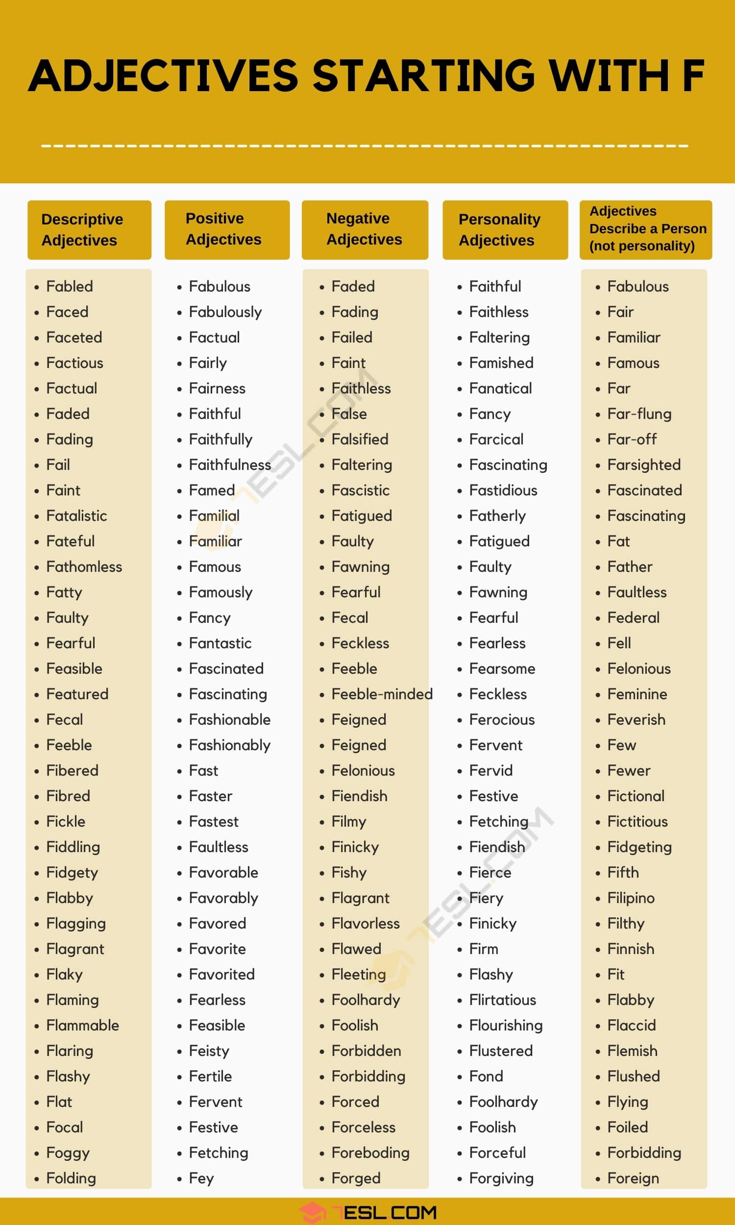 F Adjectives