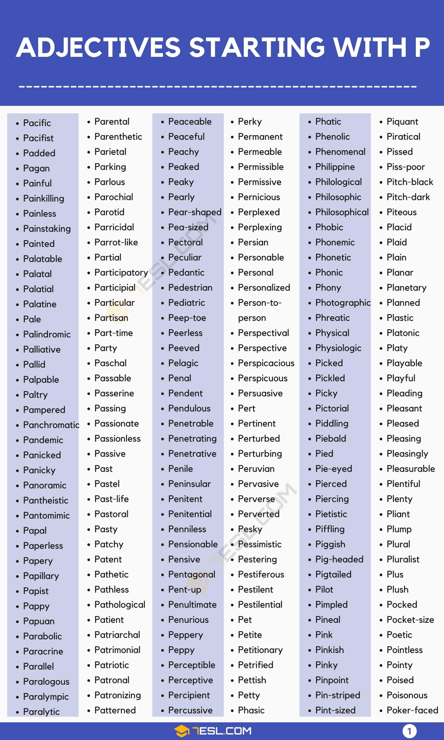 Adjectives that Start with P