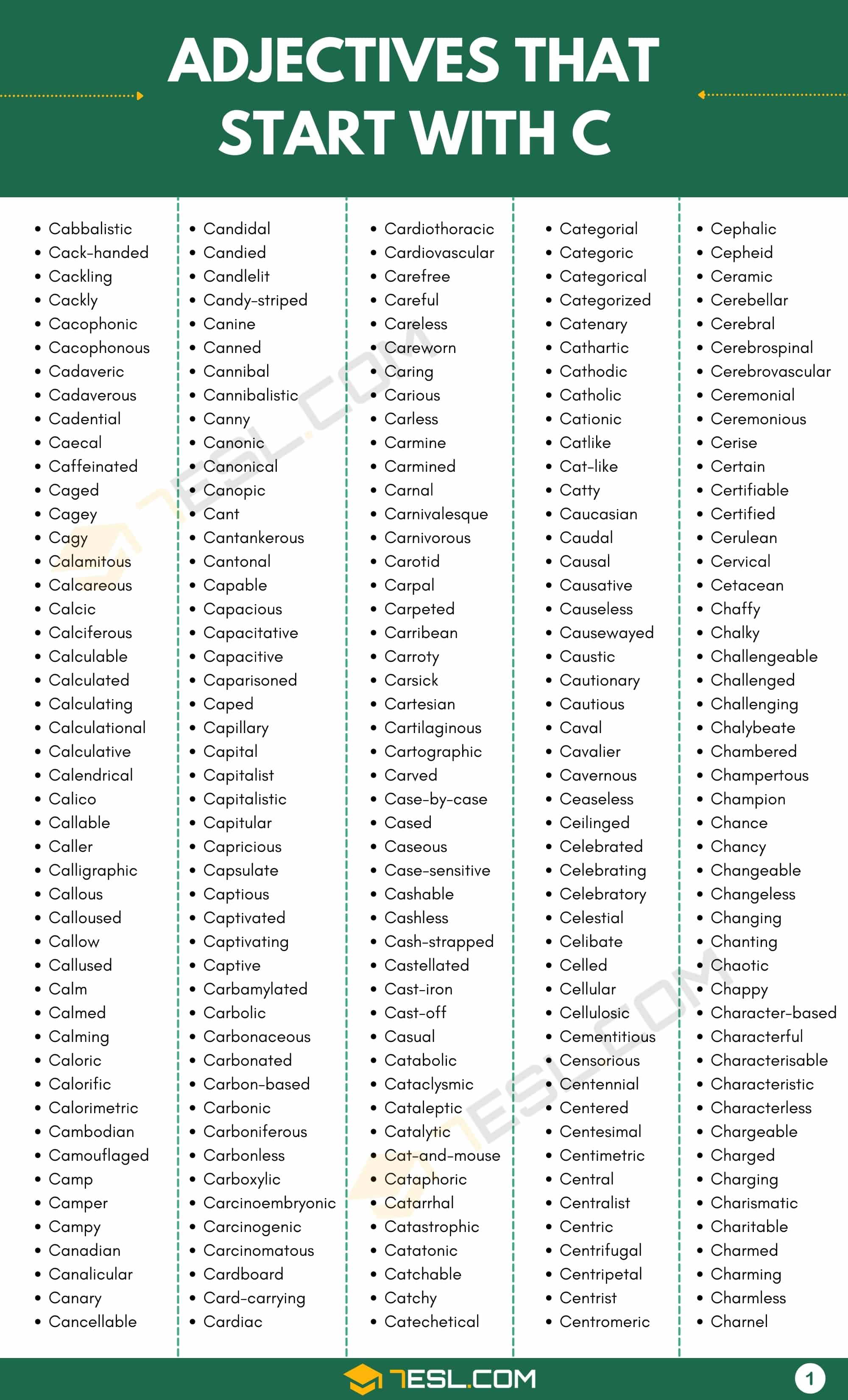 Adjectives that Start with C