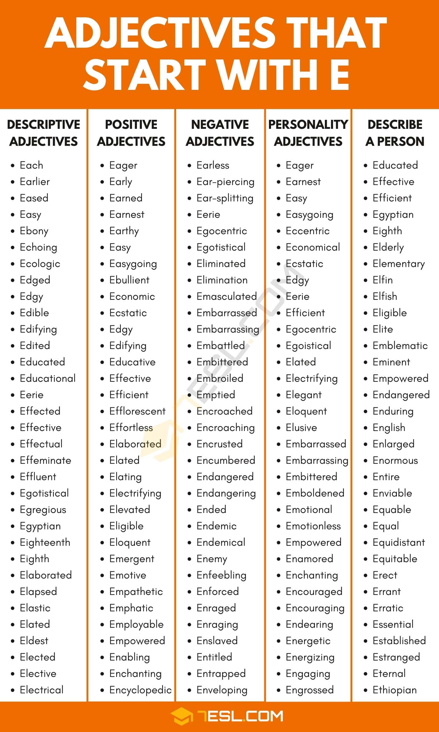 E Adjectives
