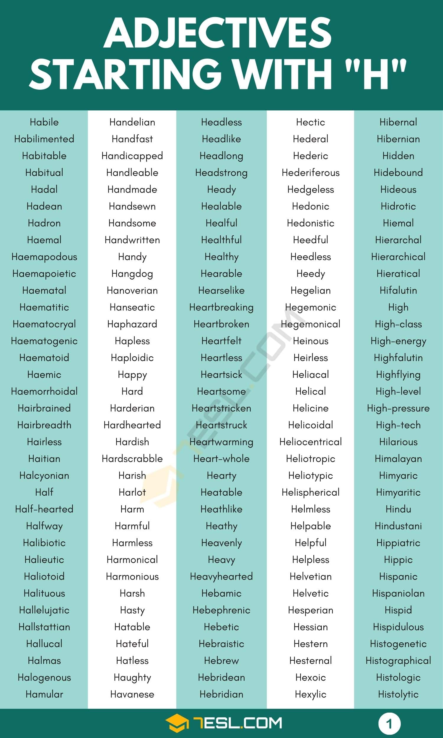 Adjectives that Start with H