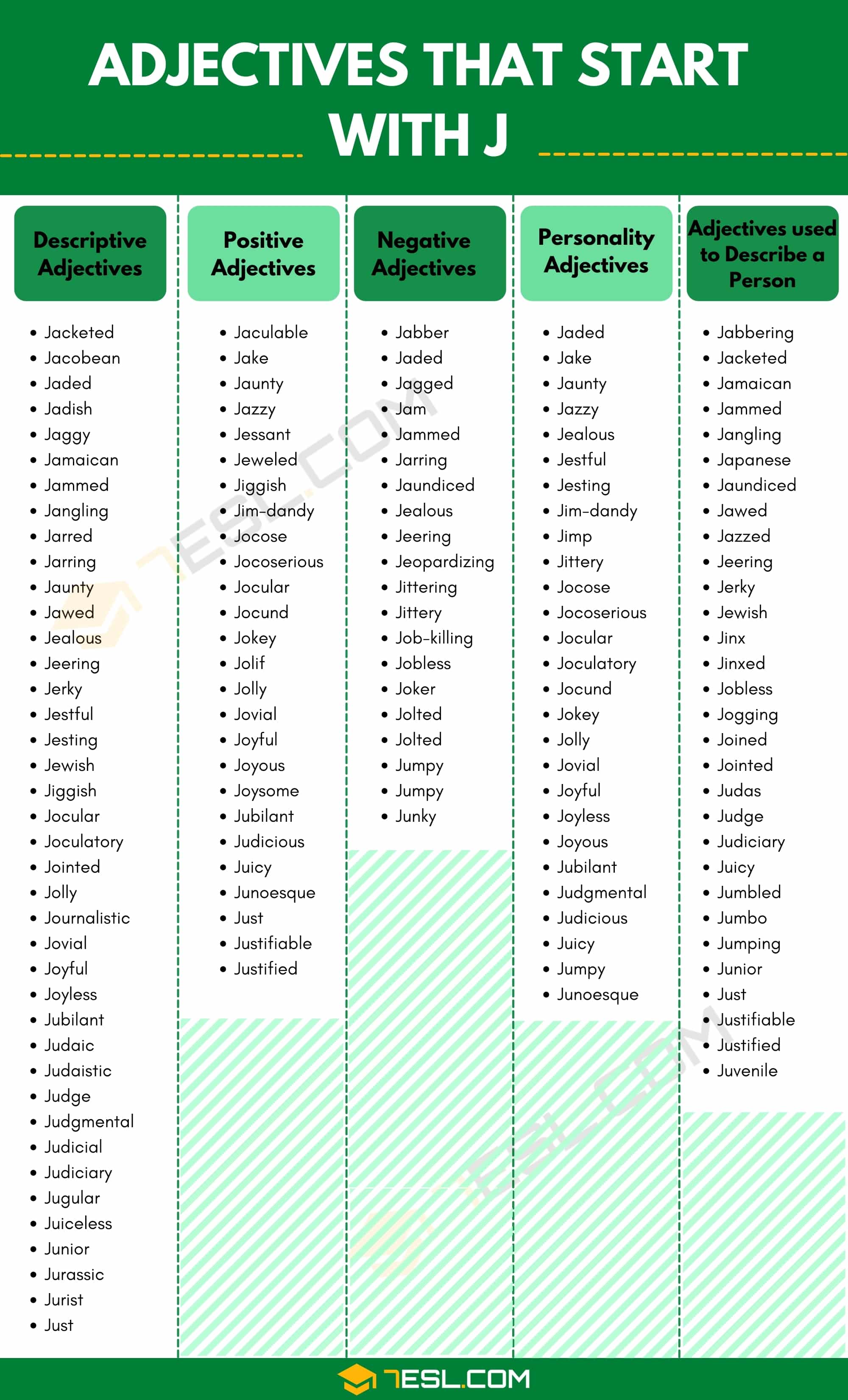 J Adjectives