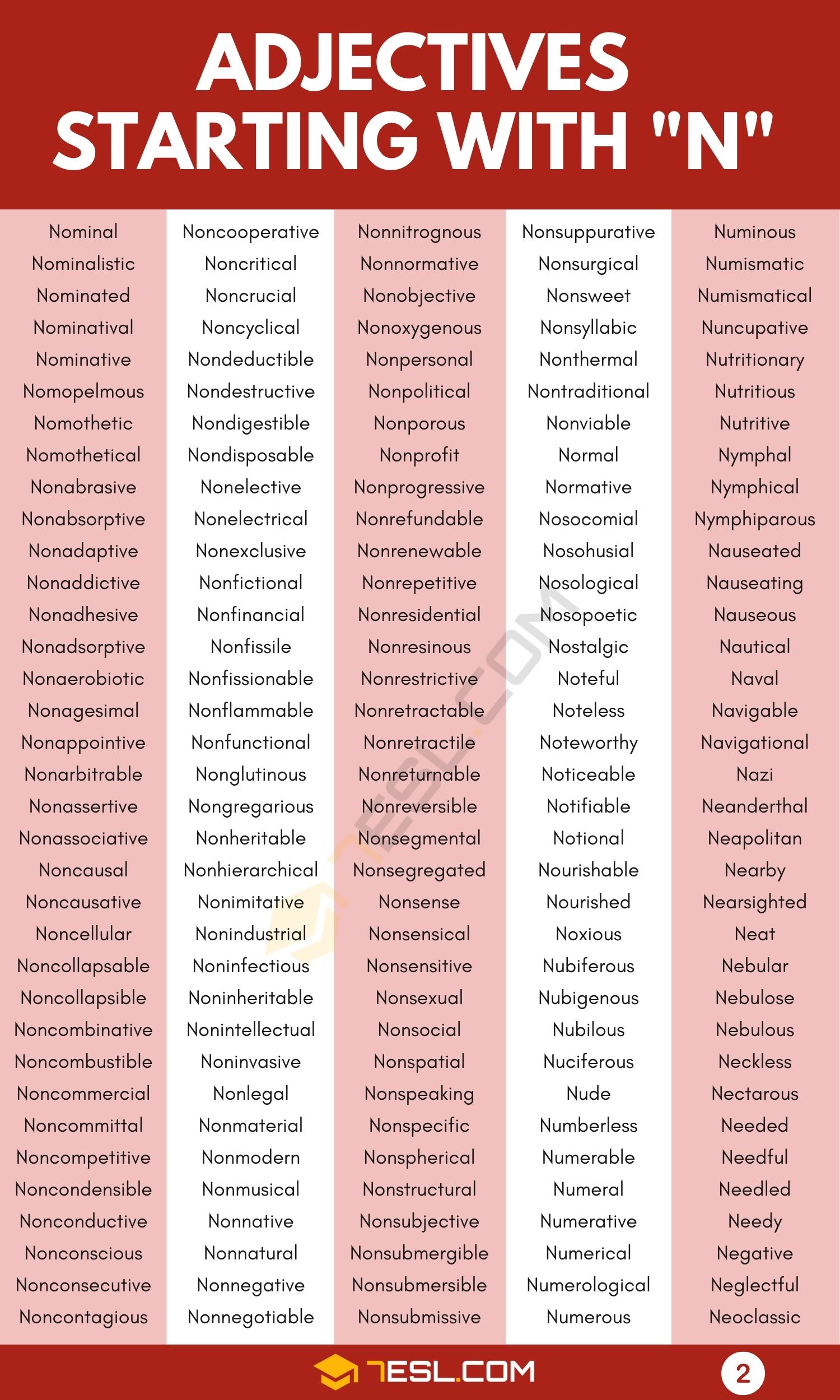 Adjectives that Start with N