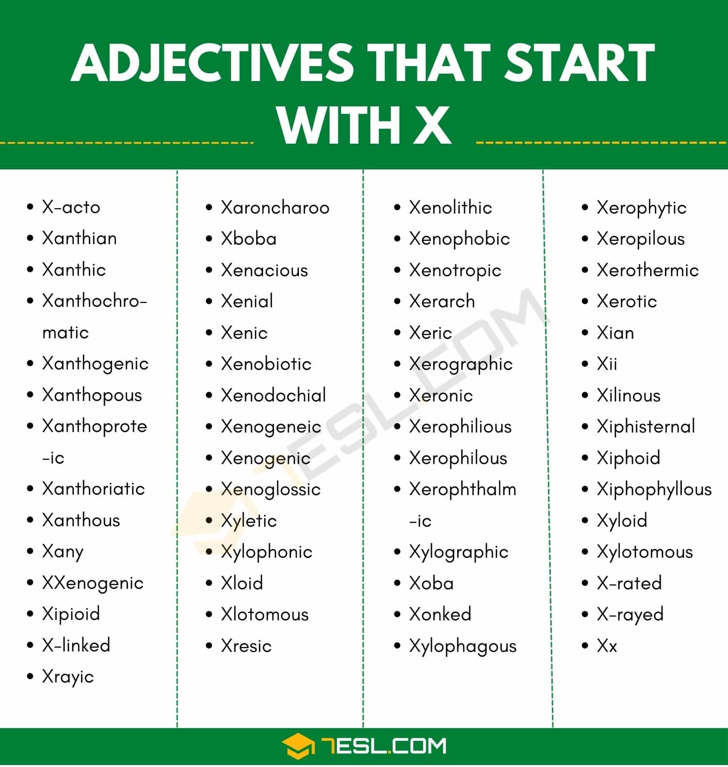 Adjectives that Start with X