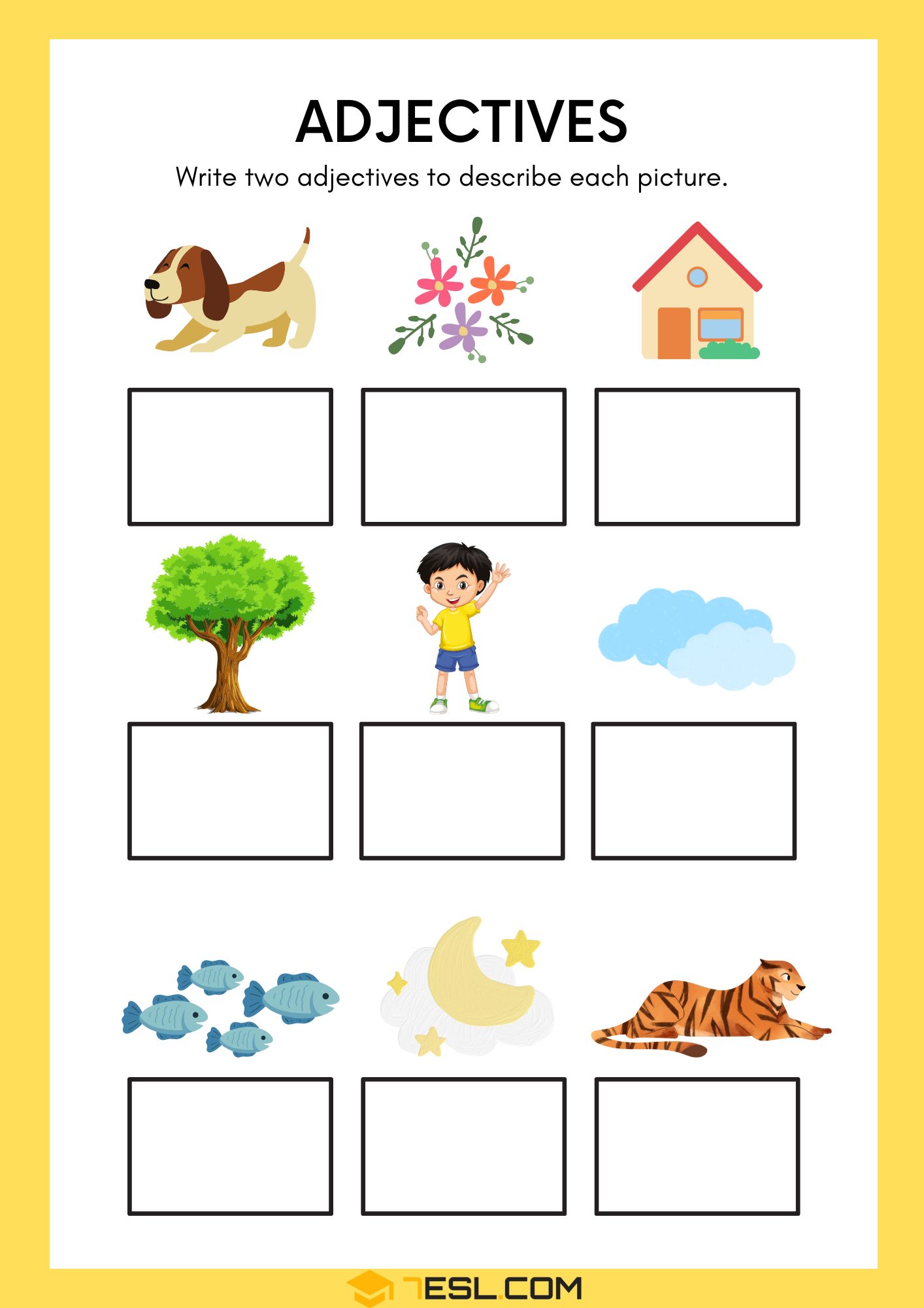 Adjectives Visual Arts Worksheet