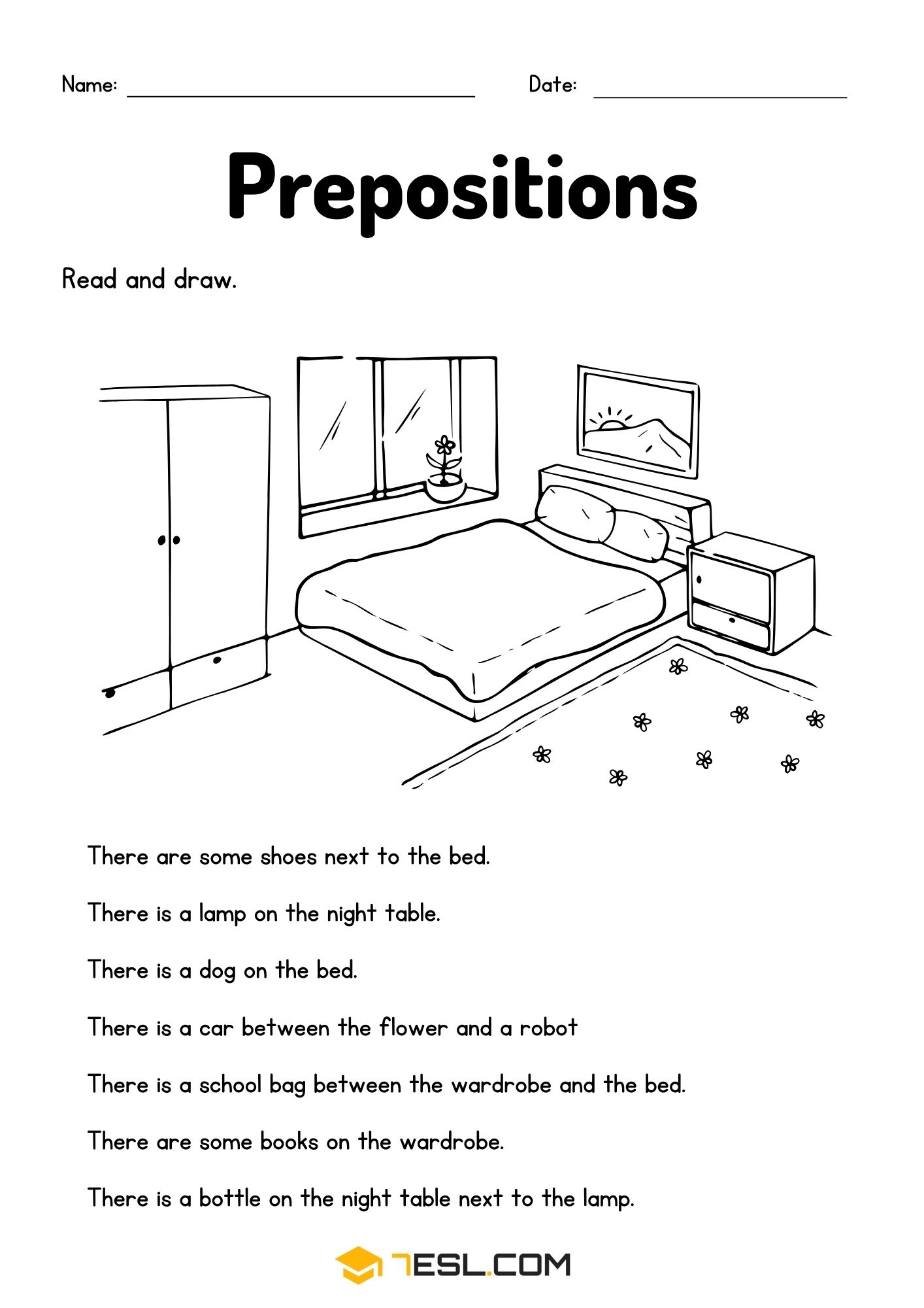 Preposition Words Worksheets 12