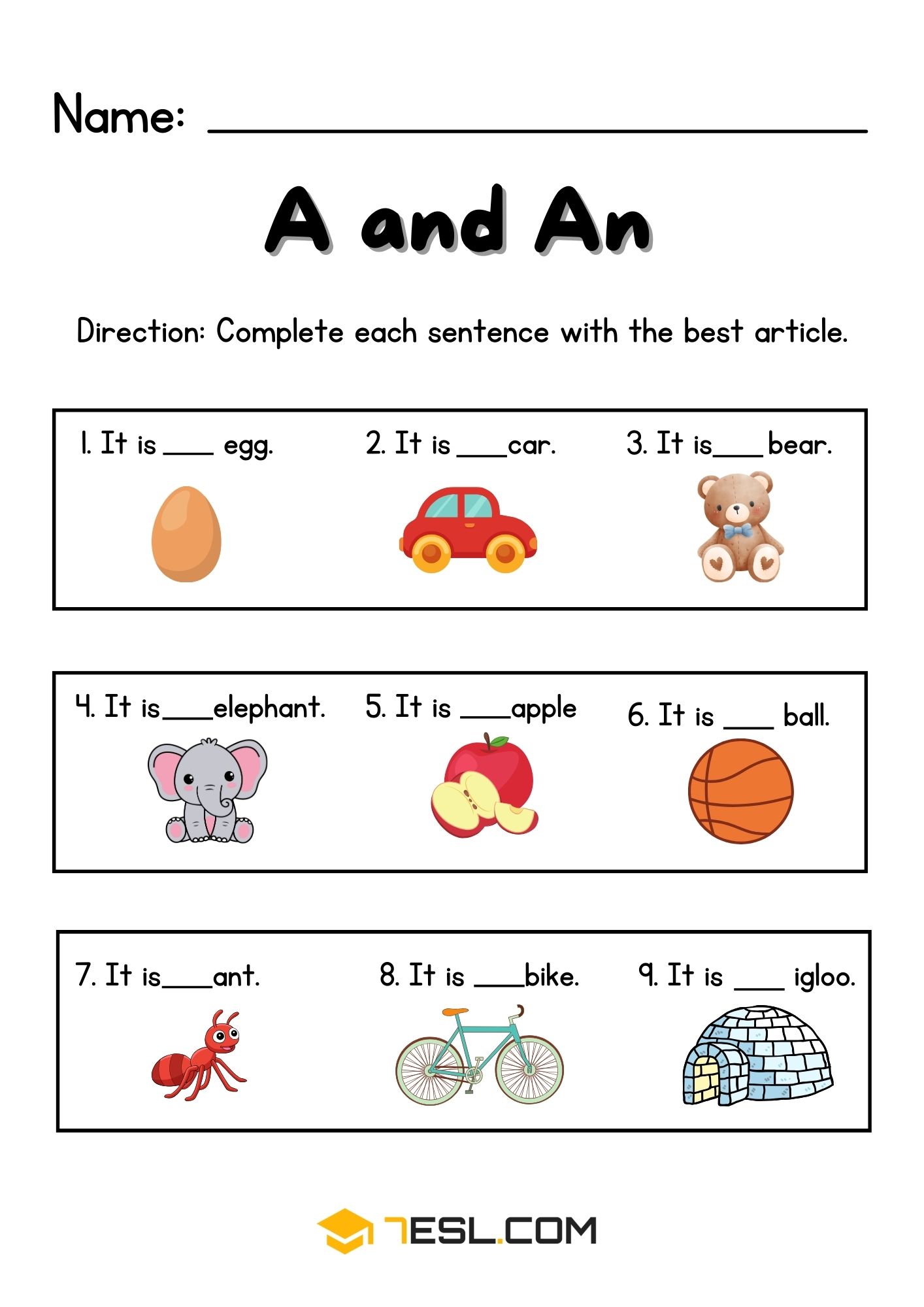 Article Worksheets - Article Exercises 1