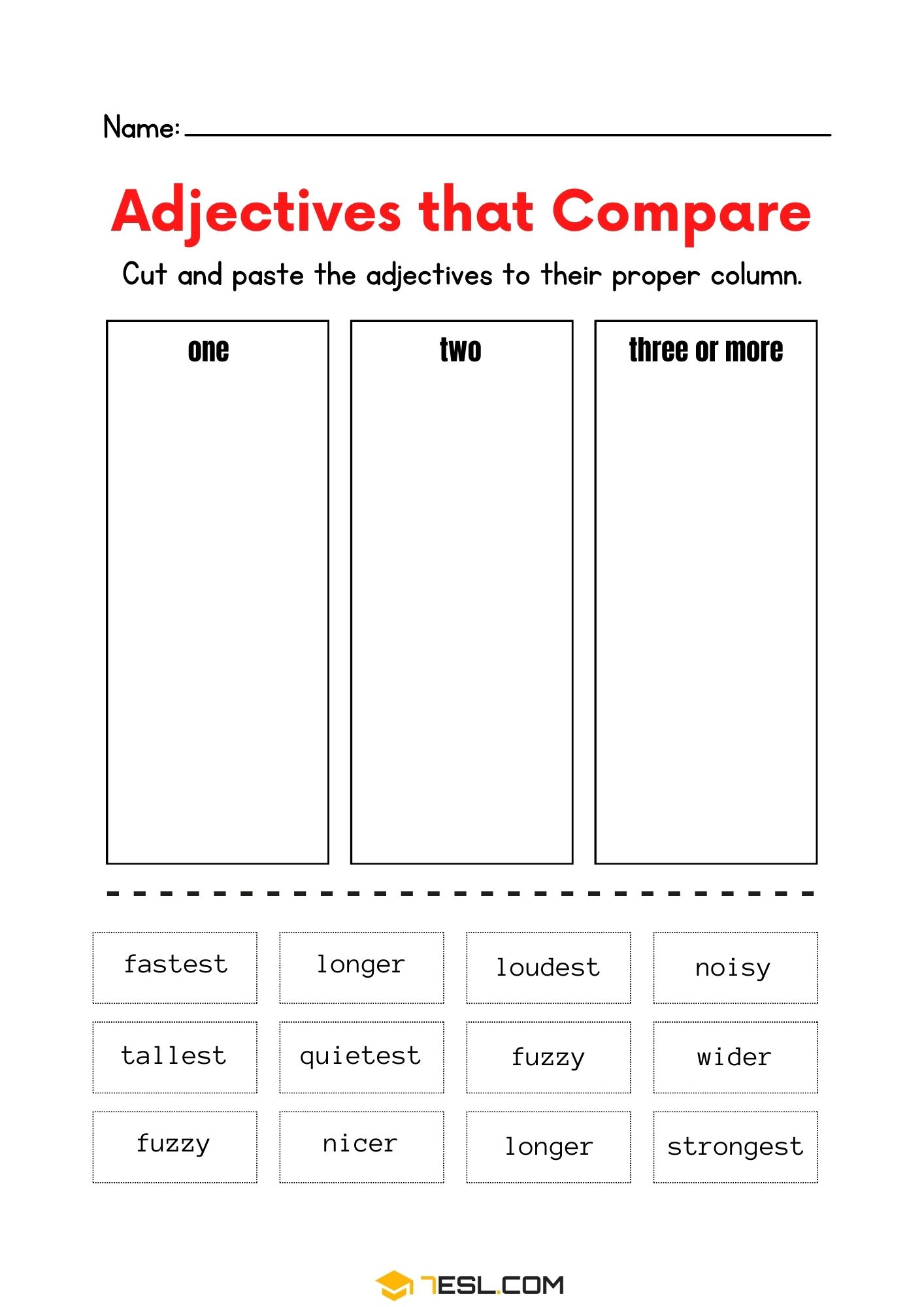 Comparing Adjectives English Worksheet