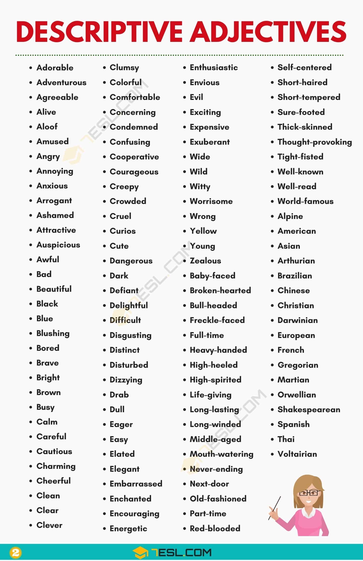 List of Descriptive Adjectives