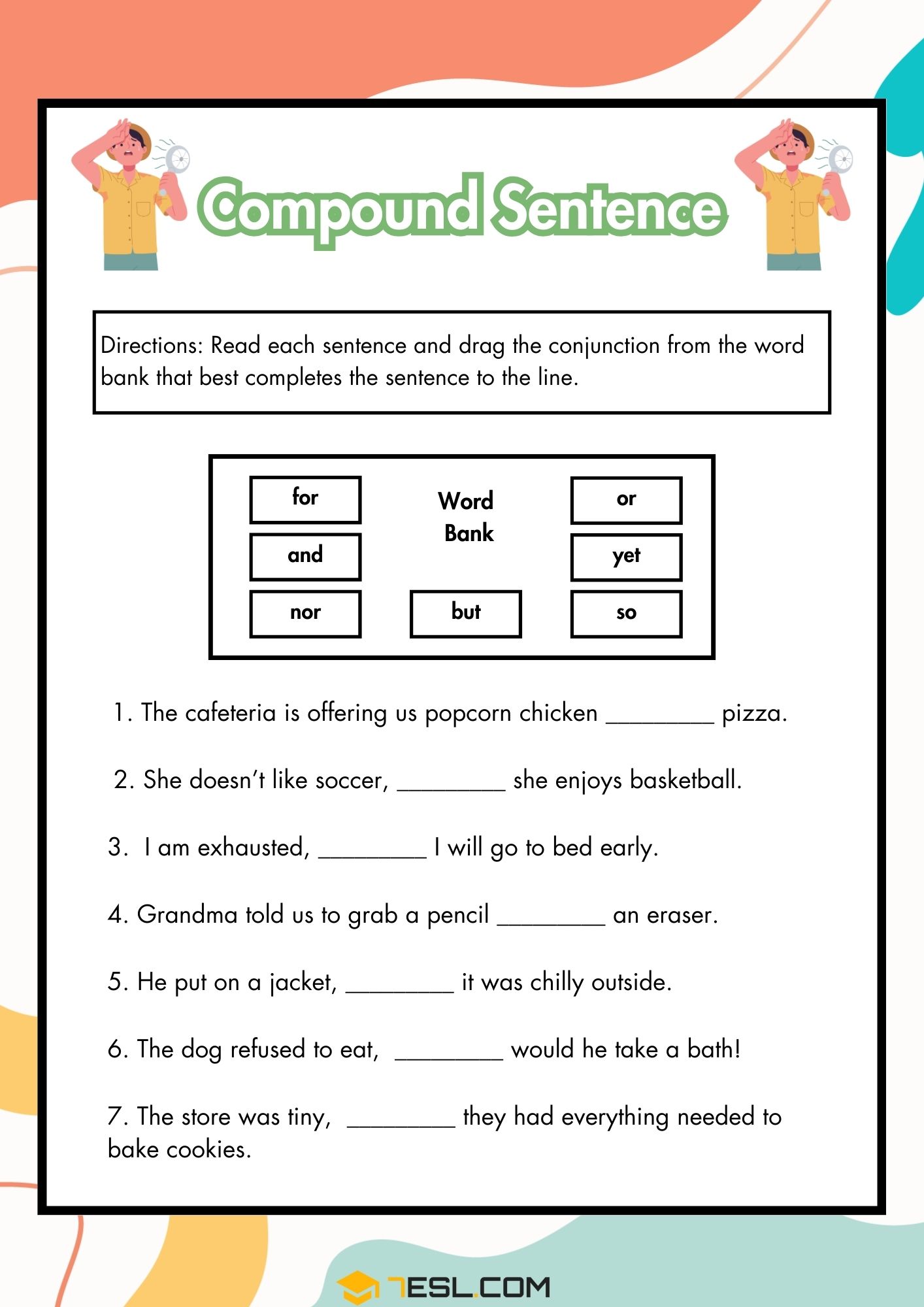 Compound Sentence Worksheets and Exercises 5
