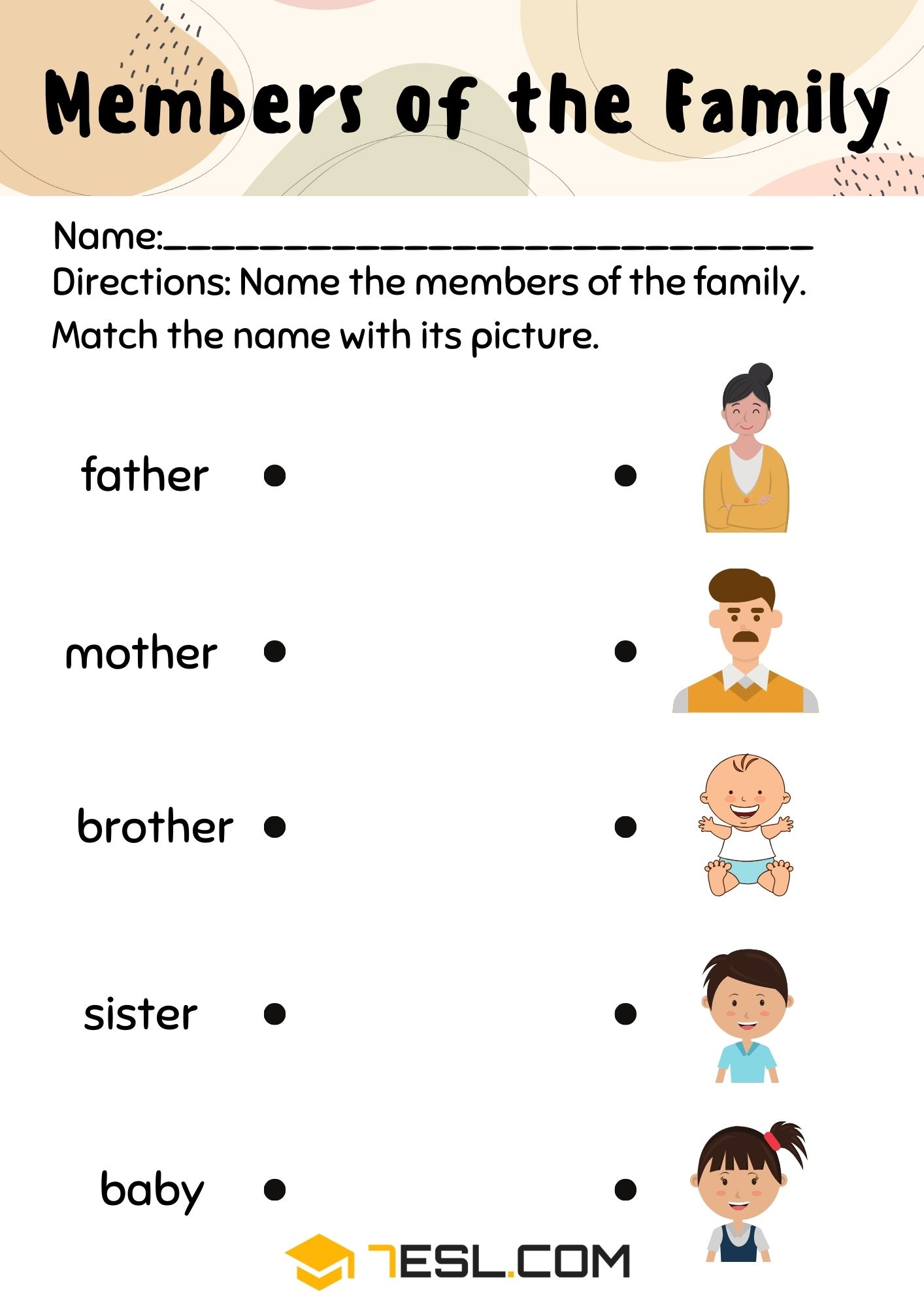 Family Worksheets for Learning English 1