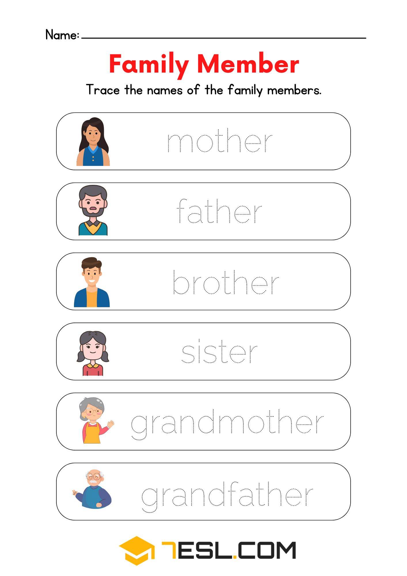 Family Worksheets for Learning English 3