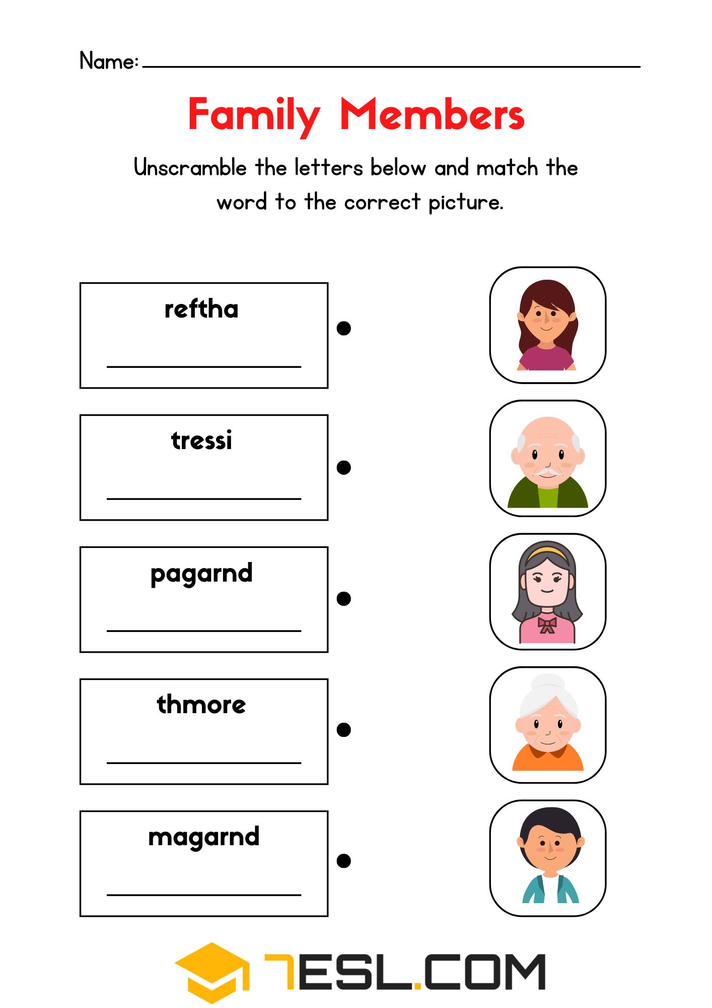 Family Worksheets for Learning English 2