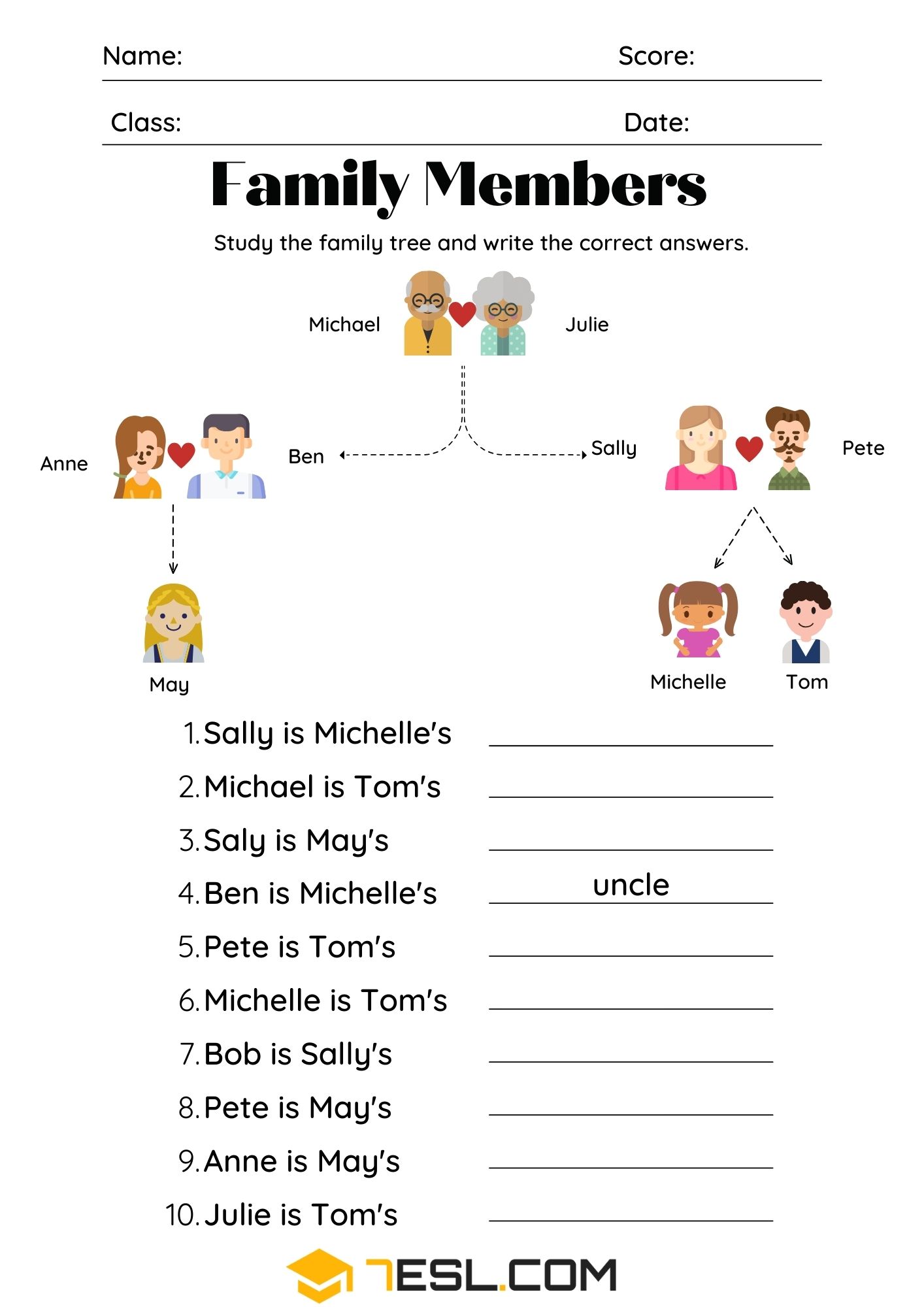 Family Worksheets for Learning English 11