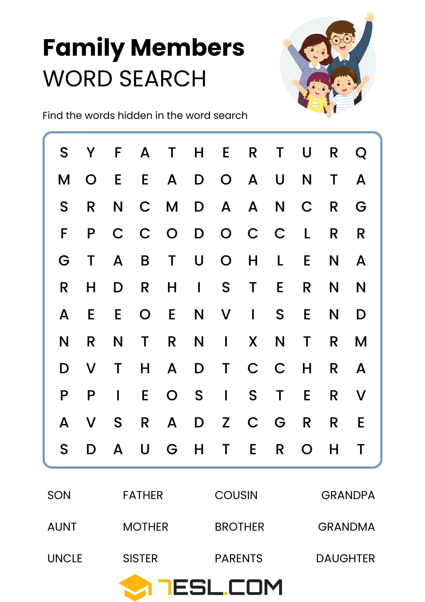 Family Worksheets for Learning English 8