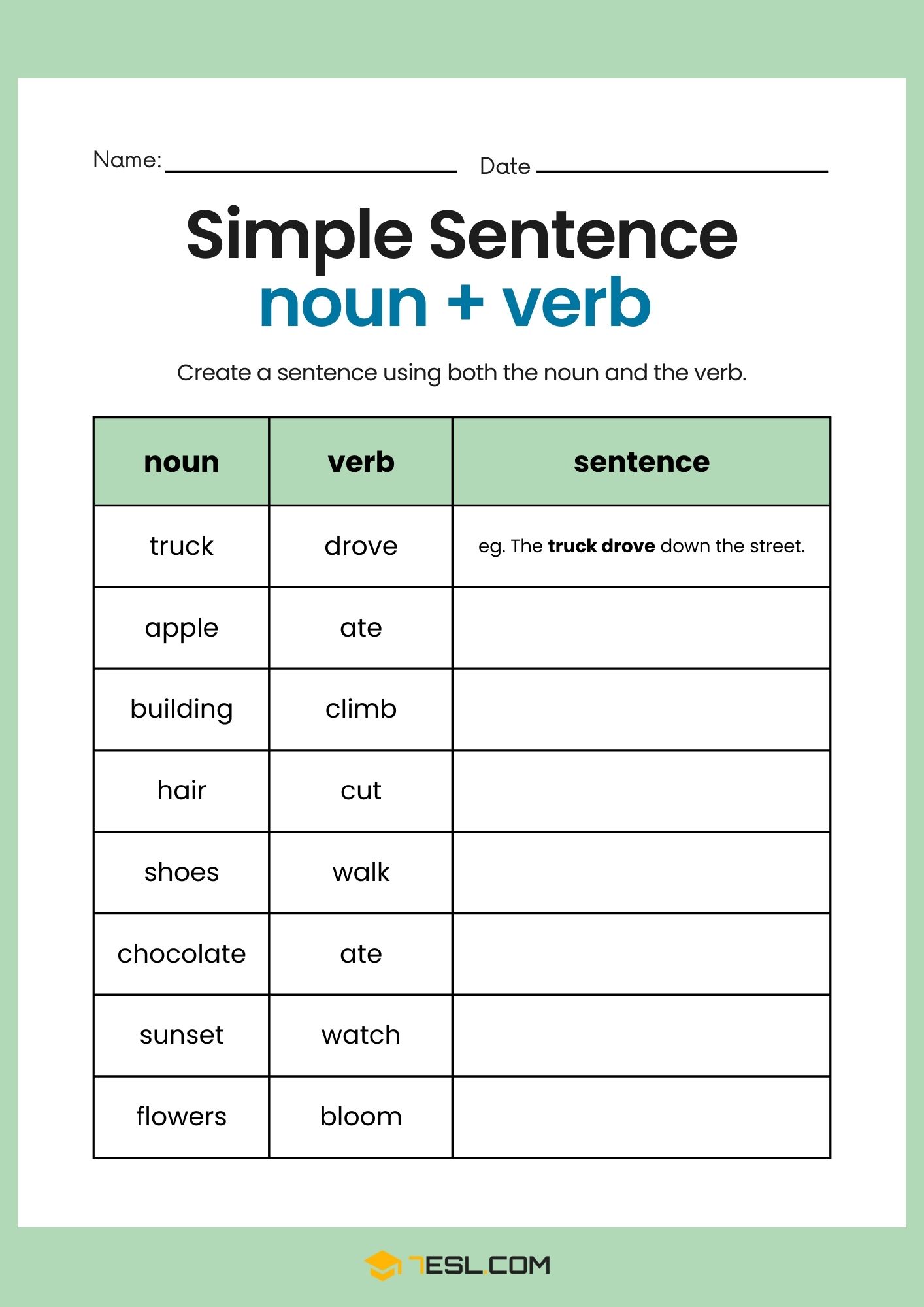 Simple Sentence Worksheets and Exercises 4