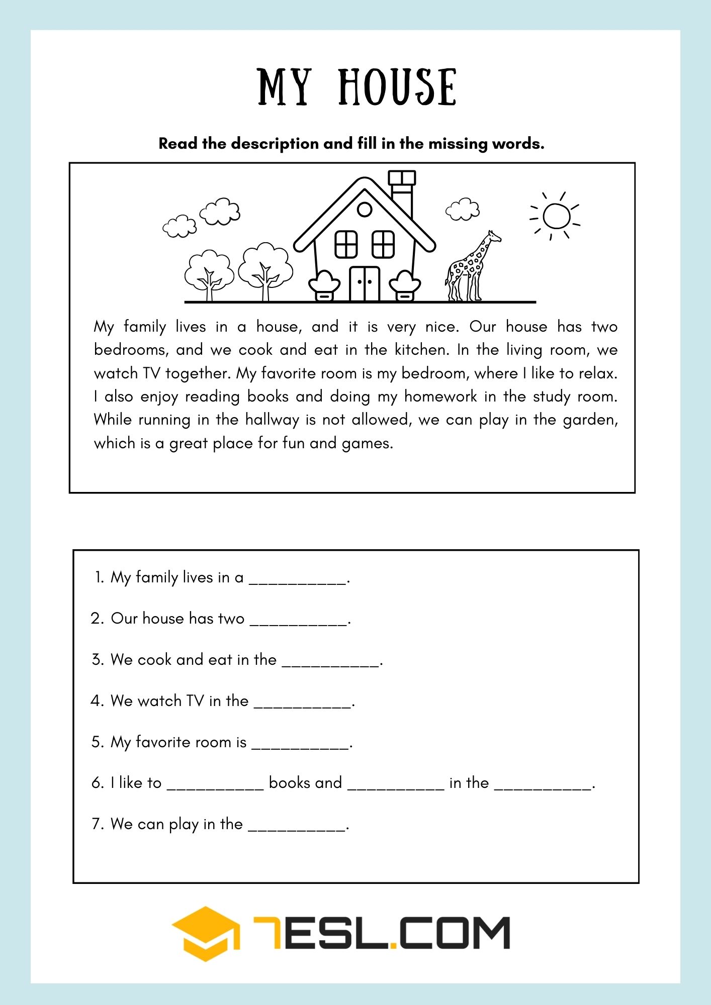 House Worksheets for Kids 9