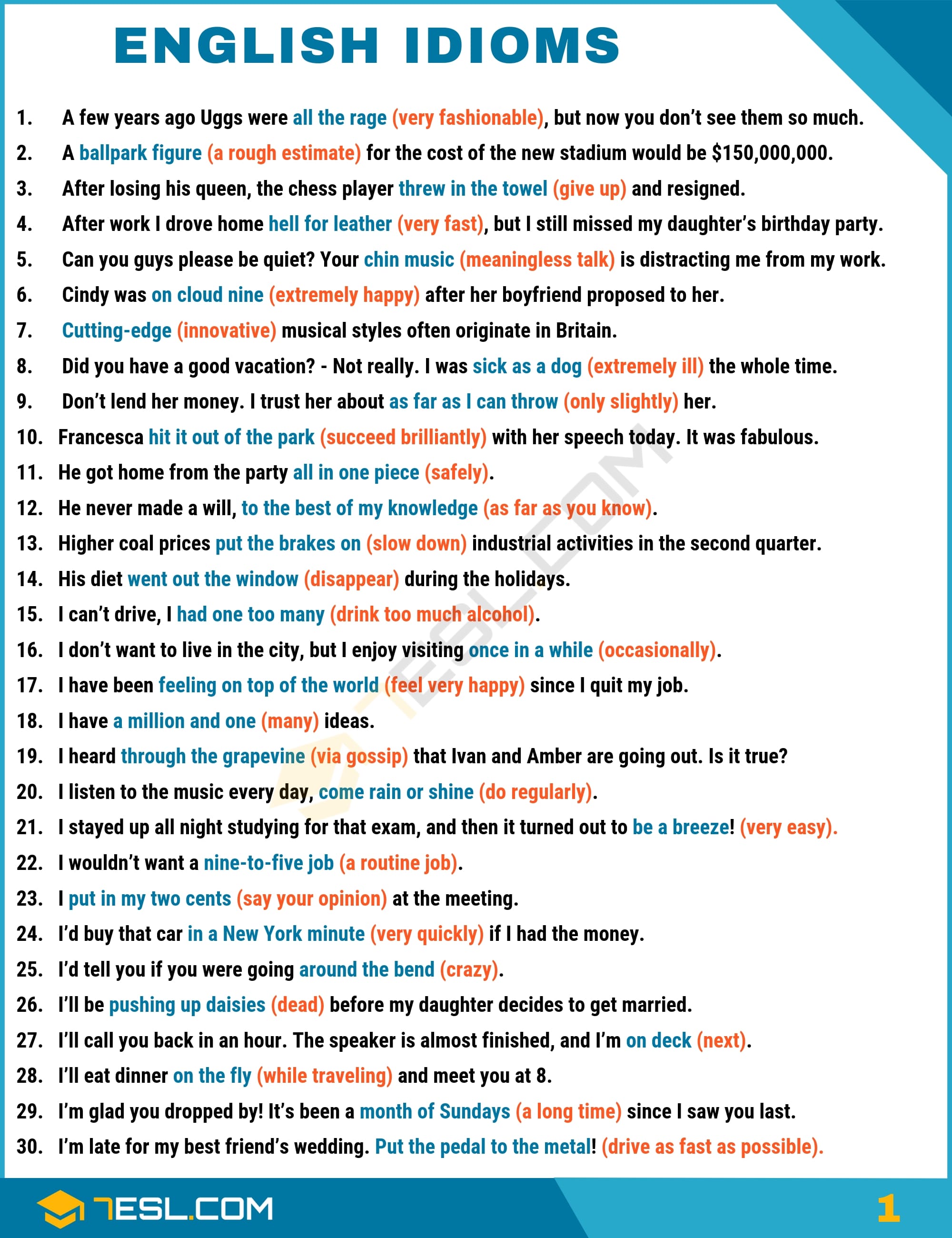 Examples of Idioms