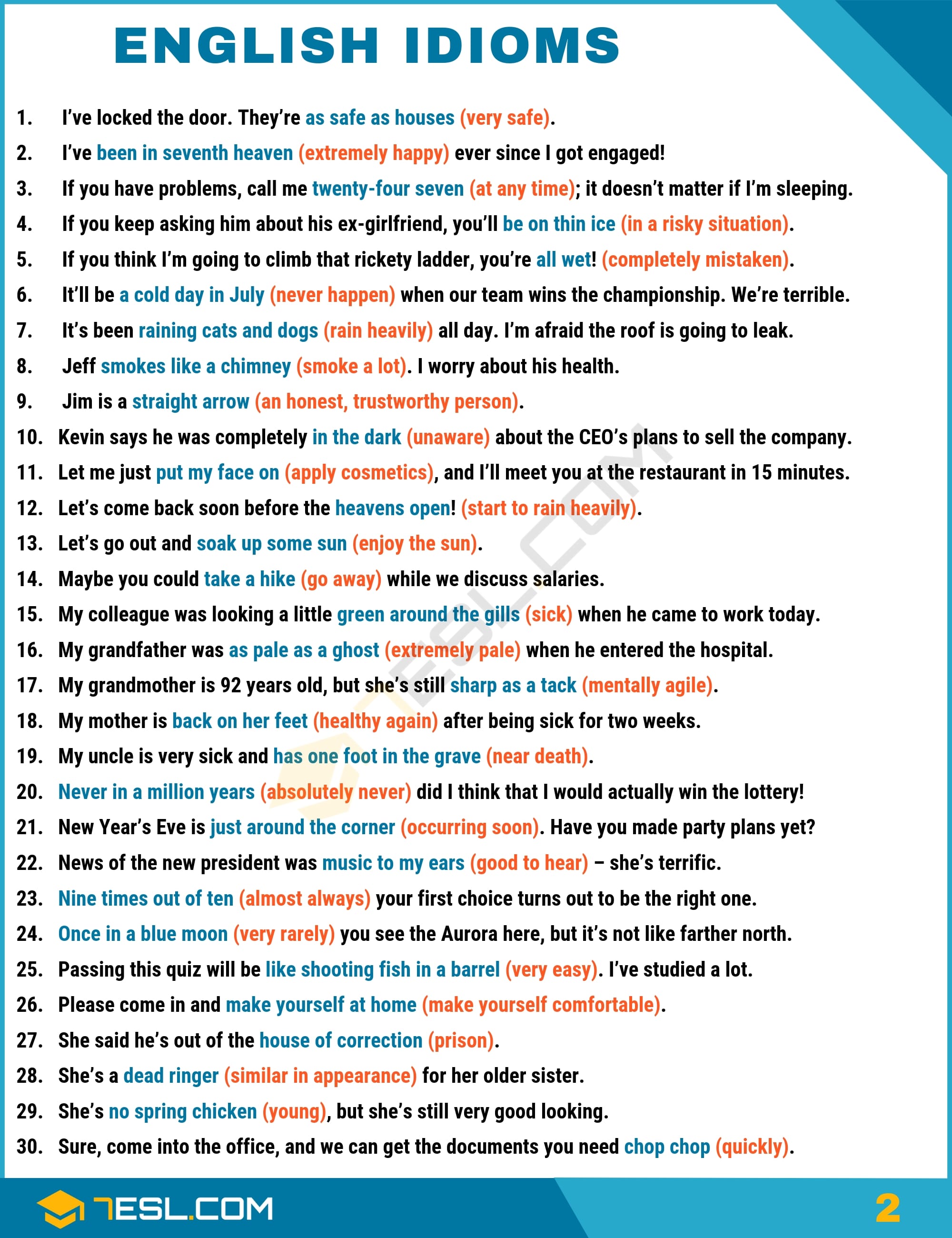 English Idioms Examples
