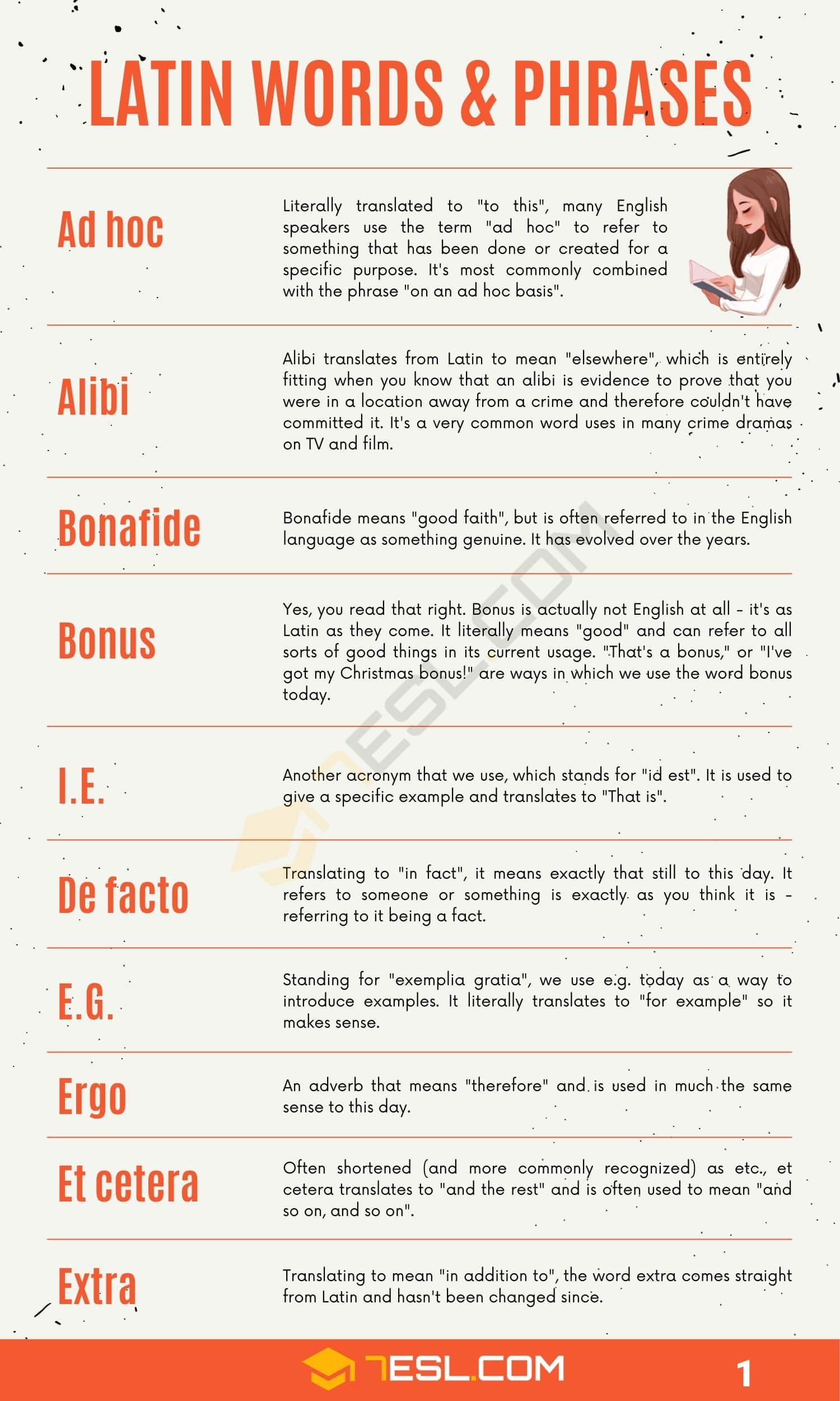 Latin Words and Phrases with Meanings