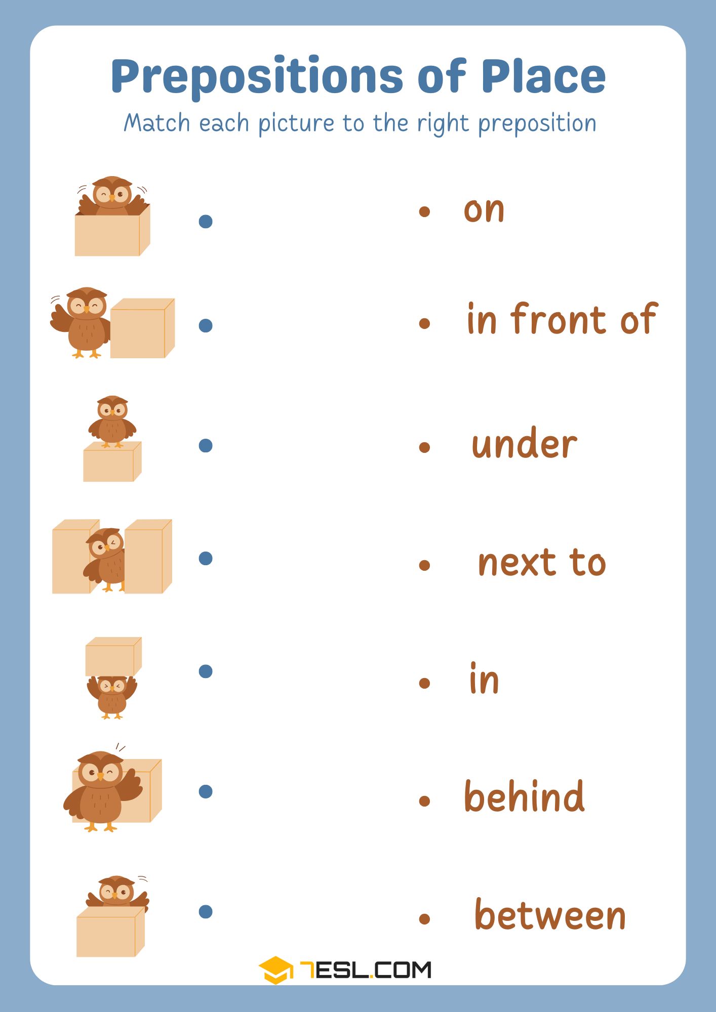 Preposition Words Worksheets 1