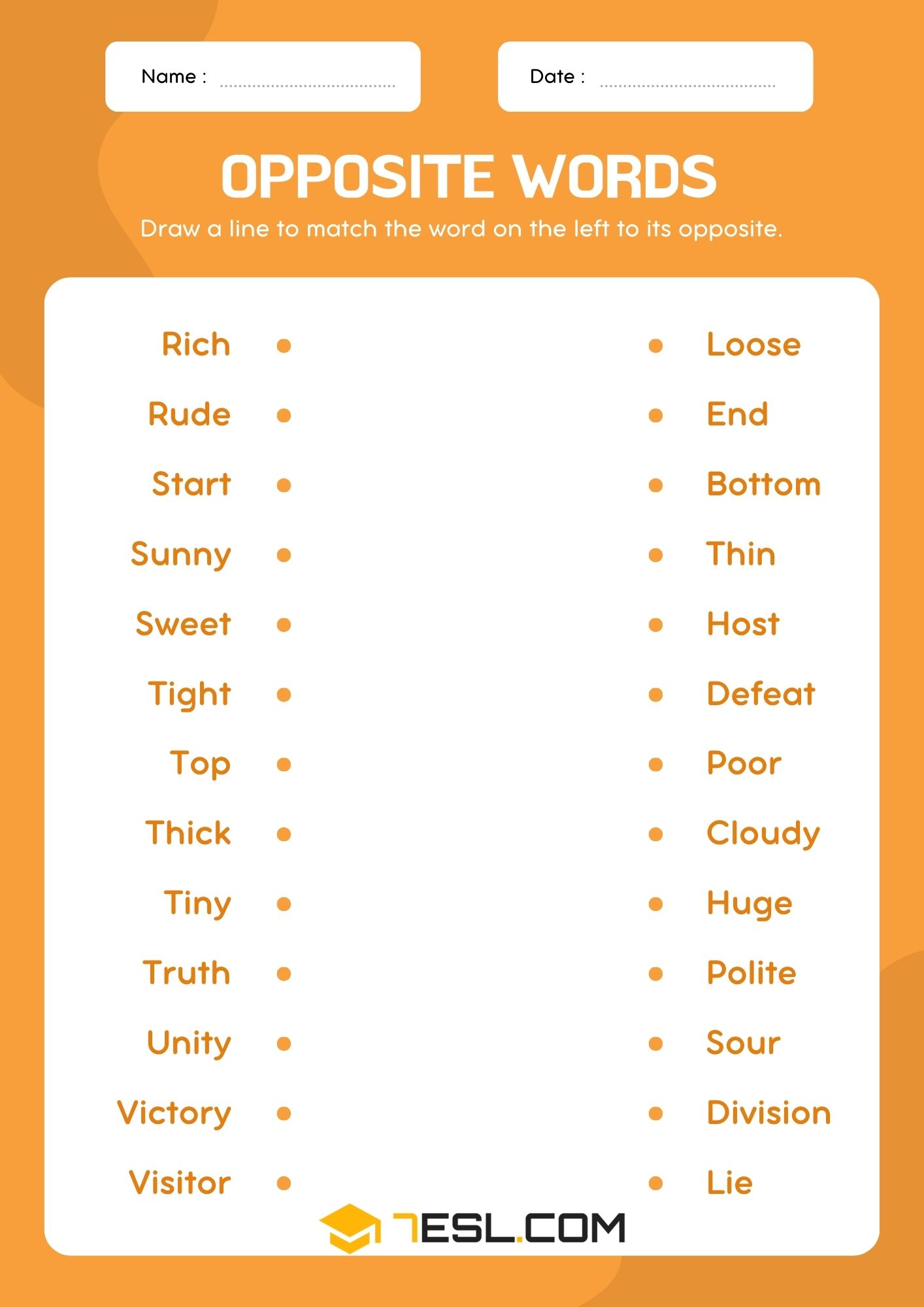 Opposite Words Worksheets for English Learners 3