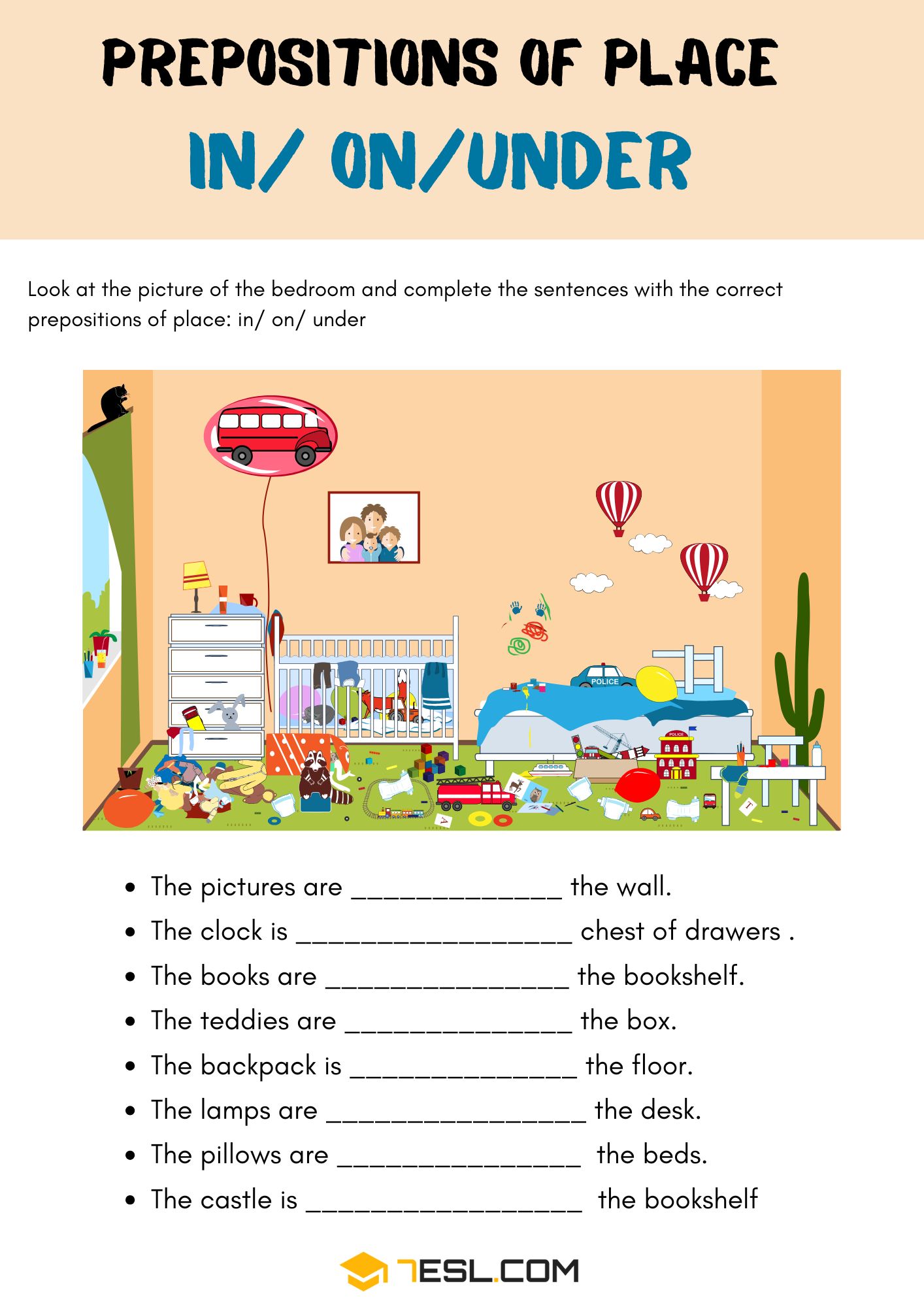 Preposition Words Worksheets 4