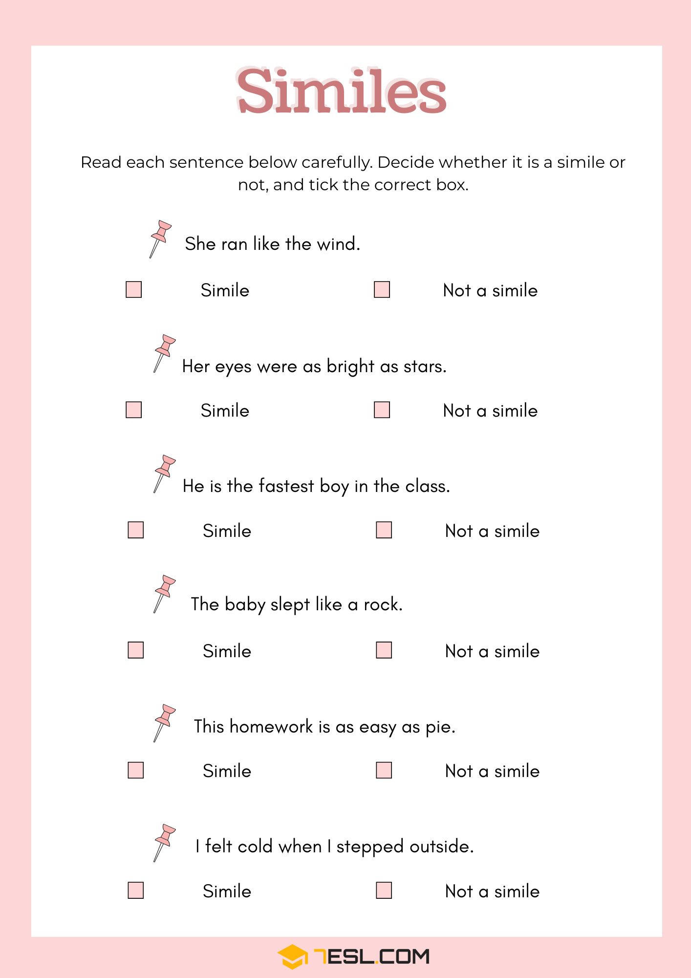 Printable Simile Worksheets 11