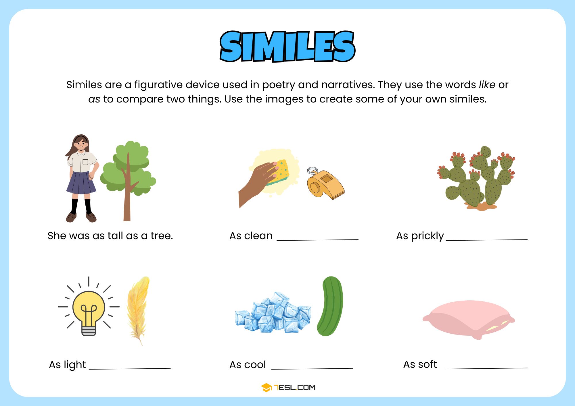 Printable Simile Worksheets 8