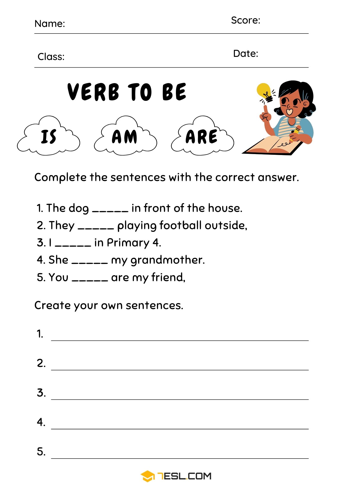 Verb to Be Worksheets and Exercises 9