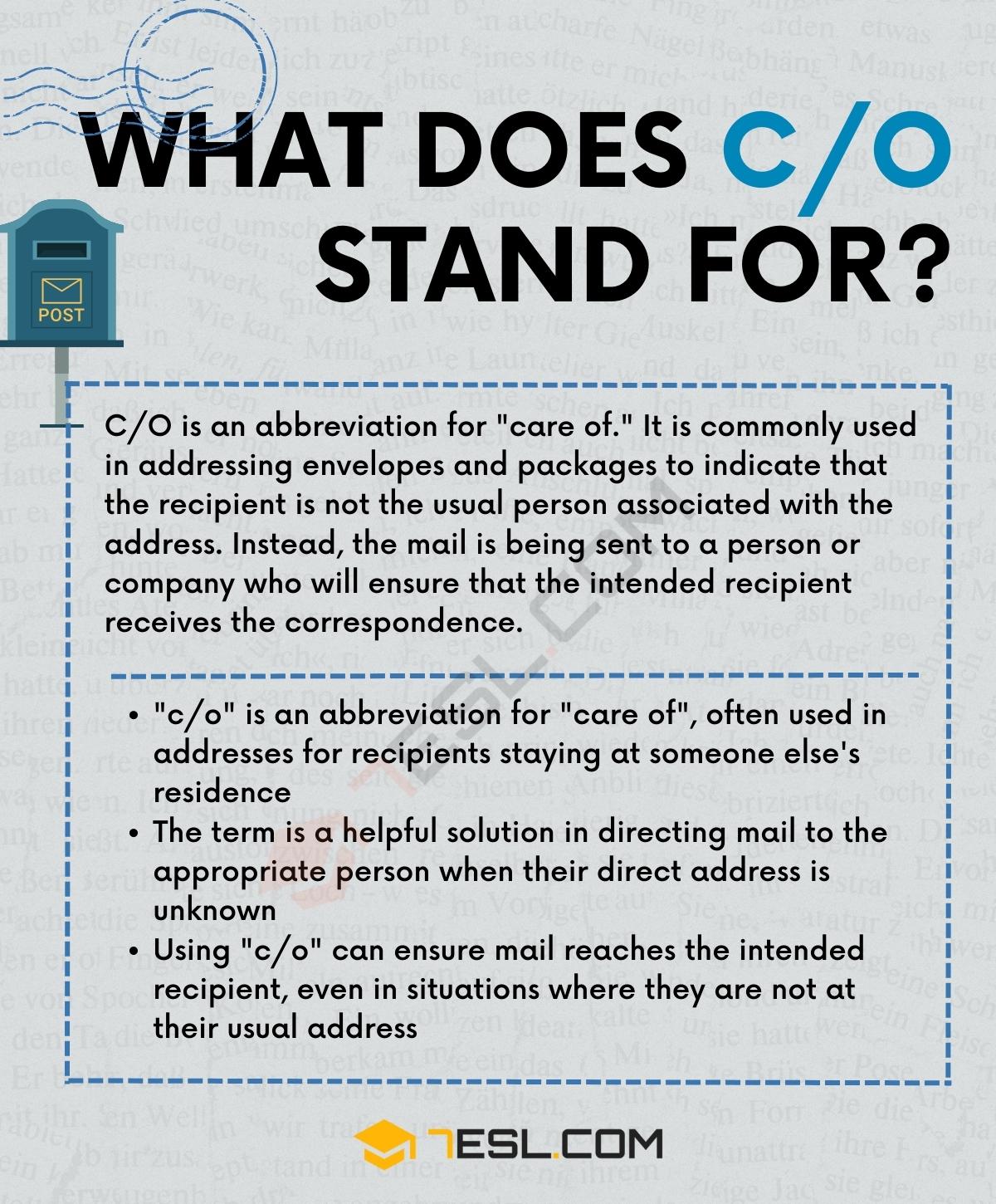 C/O Meaning