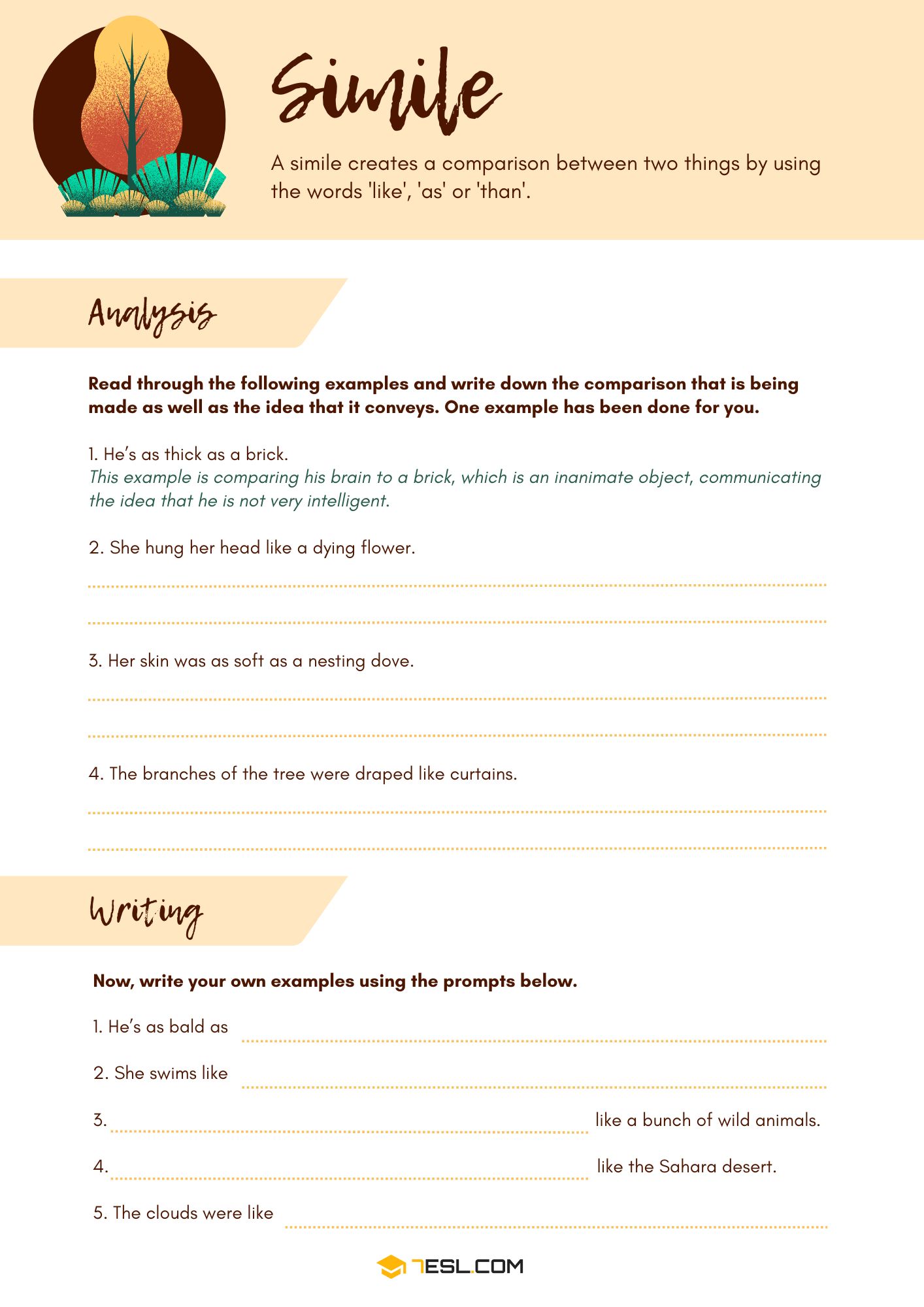 Printable Simile Worksheets 10