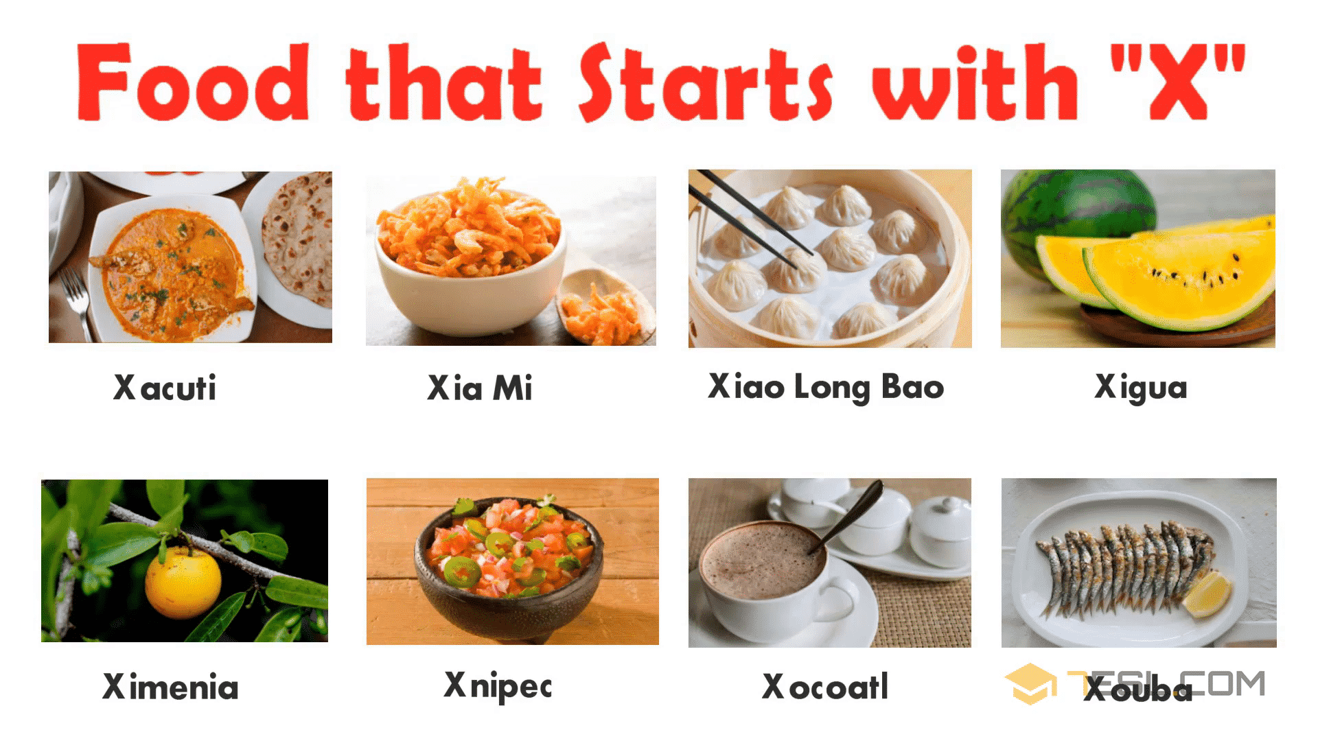 List of Foods: X Food